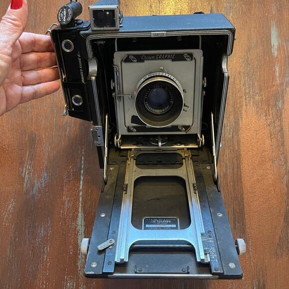 VTG Graflex Crown Graphic 4x5 Large Format Camera With Graflex Optar 135mm Lens - Picture 1 of 12